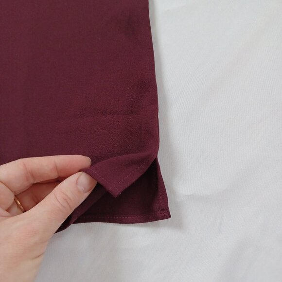 14th & Union Dressy Top Blouse Shirt Dark Red Bell Sleeve Mock Neck Boxy Size S - Picture 5 of 12